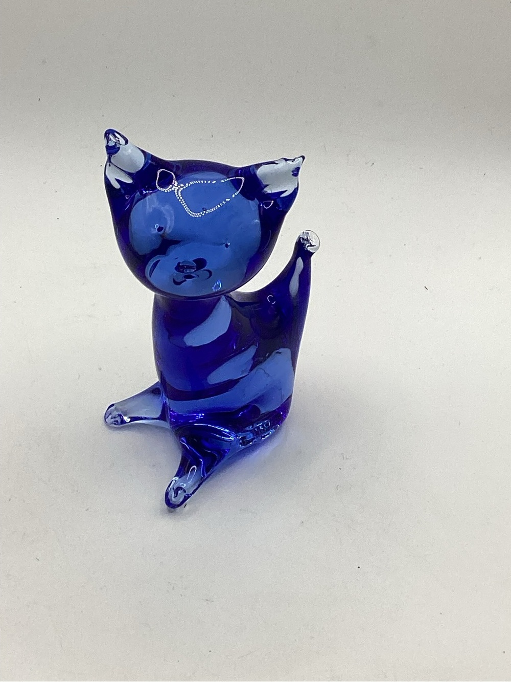 La Serenissima Murano Cobalt Blue Glass Cat Figurine Made in Italy